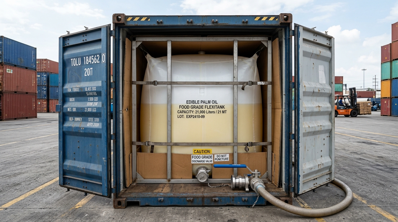 21 Metric Ton Food-Grade Flexitank in 20ft Container